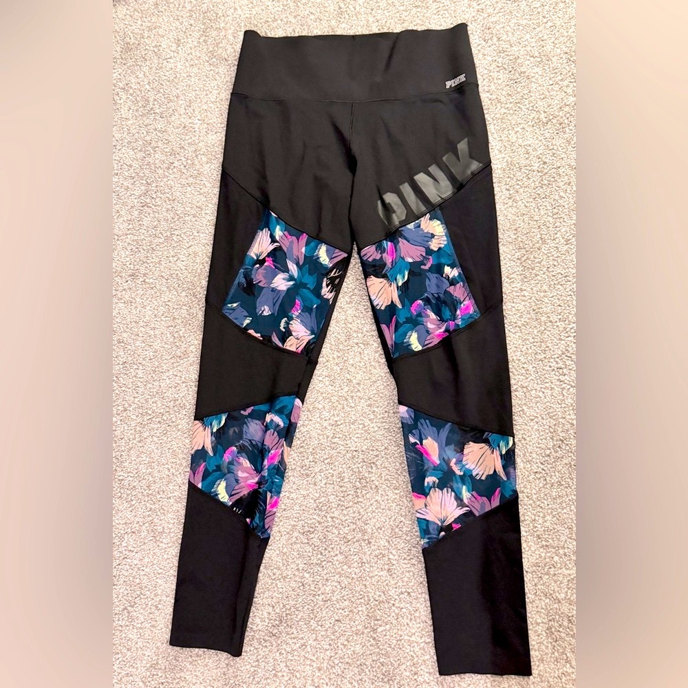 VS PINK - 🖤🩷🩵 Black Mesh Cut-Out Leggings